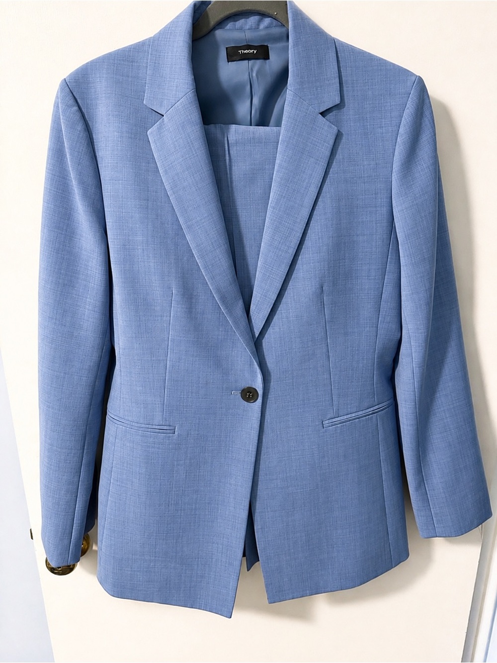 Theory Women’s Light Blue Tailored Pantsuit – Blazer & Matching Pants